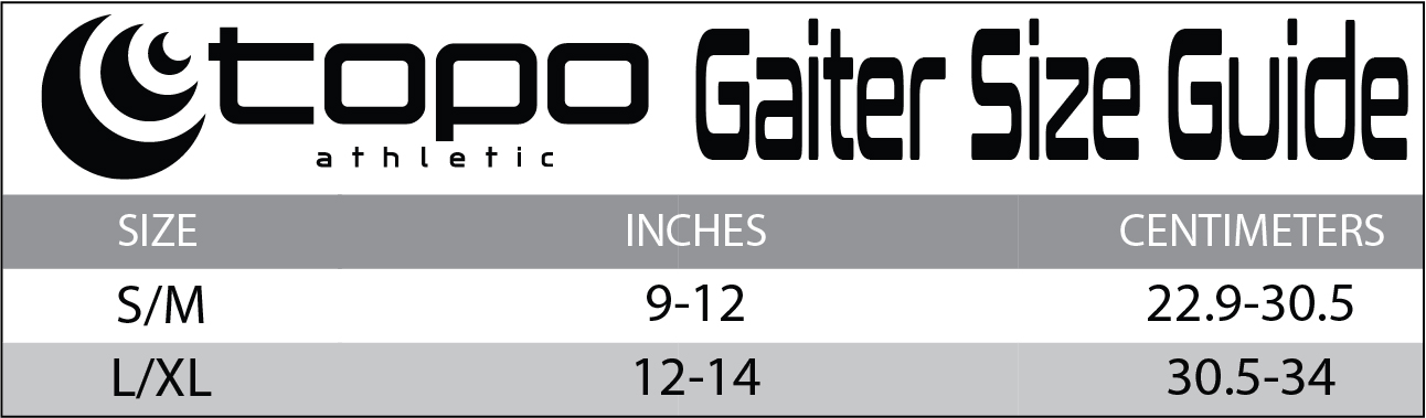 Topo Athletic Gaiter Size Guide